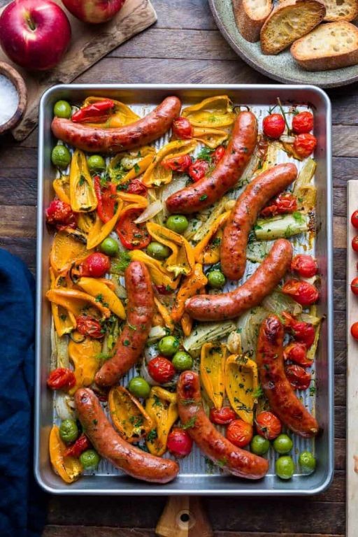 Mediterranean Italian Sausage and Olive Bake