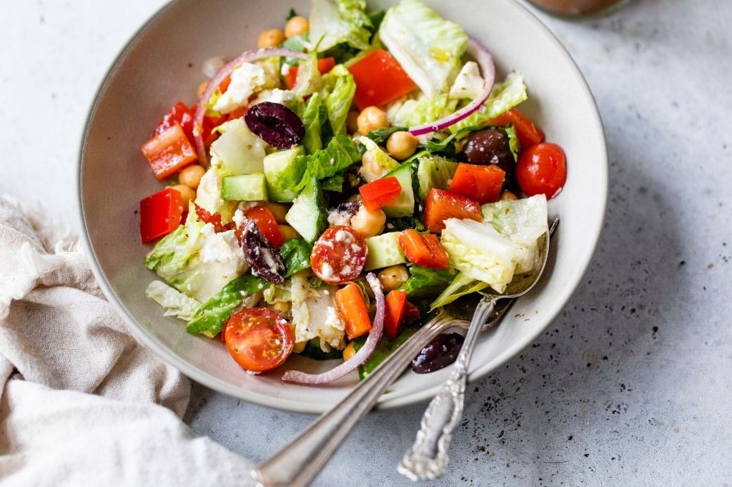 Mediterranean Romaine Lettuce Salad with Feta and Olives