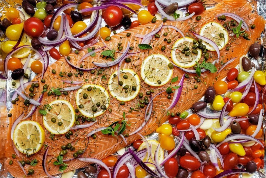 Mediterranean Style Baked Salmon