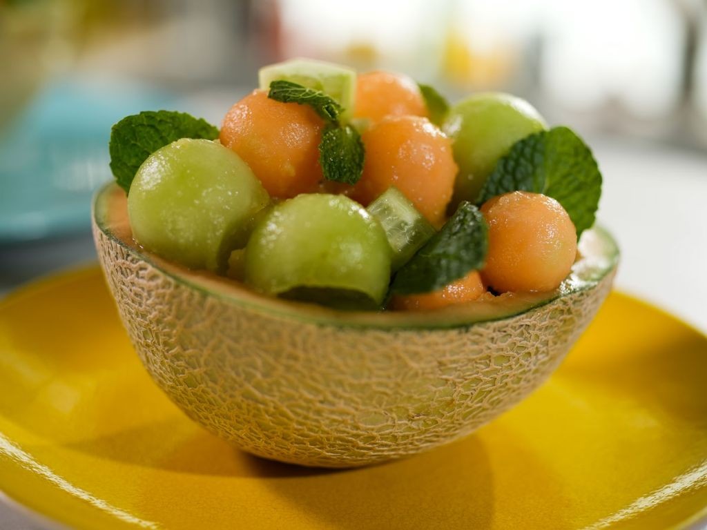 Melon balls and cucumber salad