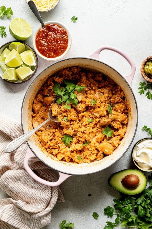 Mexican Red Rice with Shredded Chicken