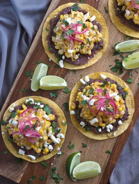 Mexican Street Corn Tostadas with Chili Powder