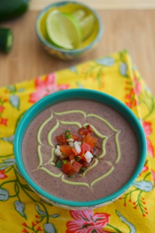 Mexican-Style Black Bean Soup with Avocado