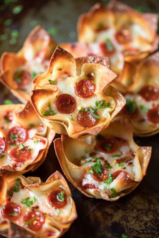 Mini Wonton Wrapper Pizzas