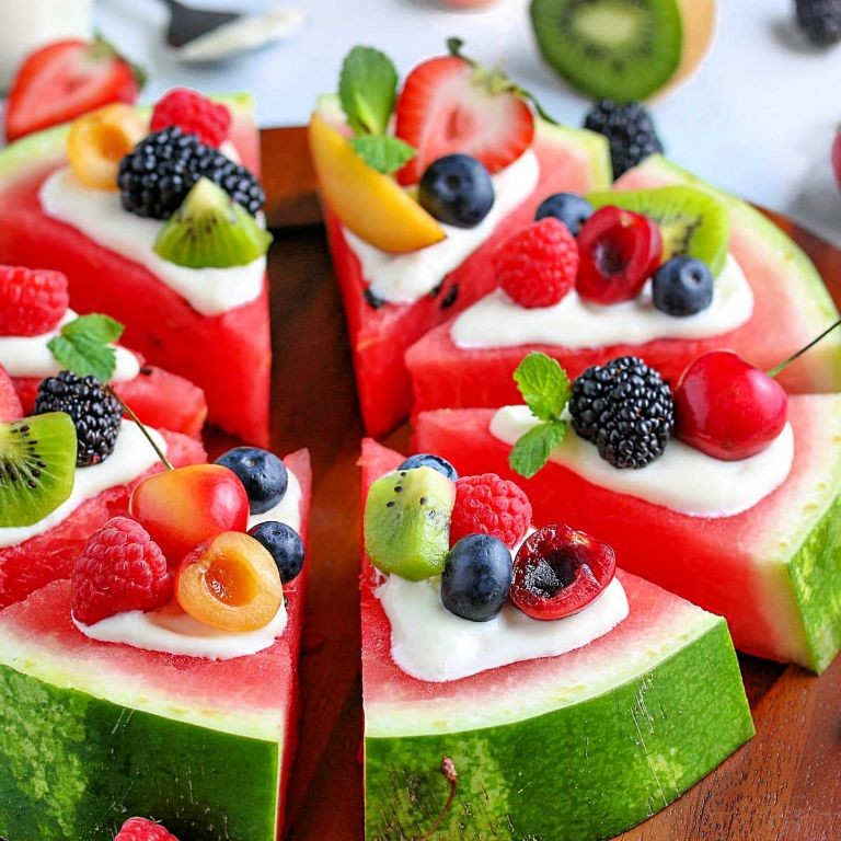 Mini watermelon pizzas
