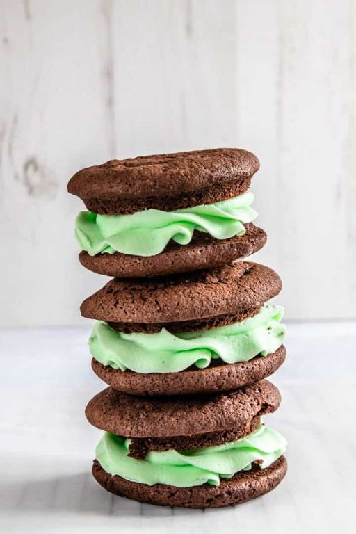 Mint Chocolate Whoopie Pies Made with Cake Mix
