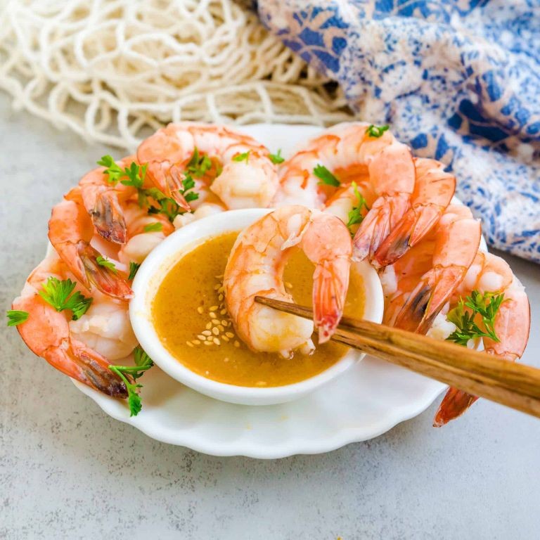 Mizuna and Grilled Shrimp with Spicy Miso Dressing