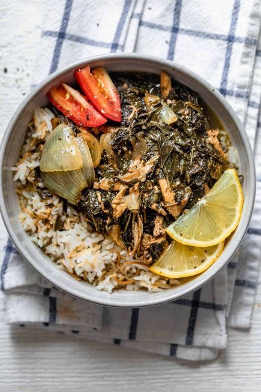 Molokhia (Jute Leaf Stew with Chicken)