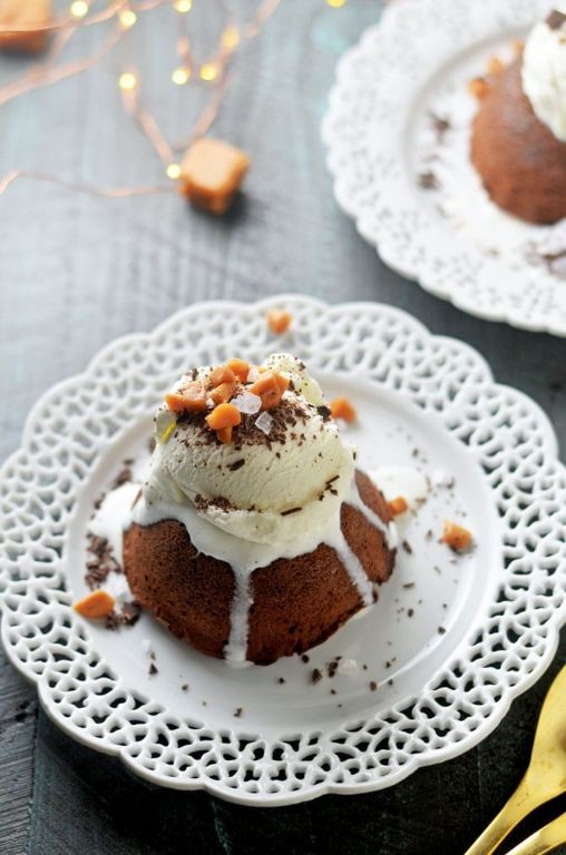 Molten Caramel Volcano Cake with Sea Salt