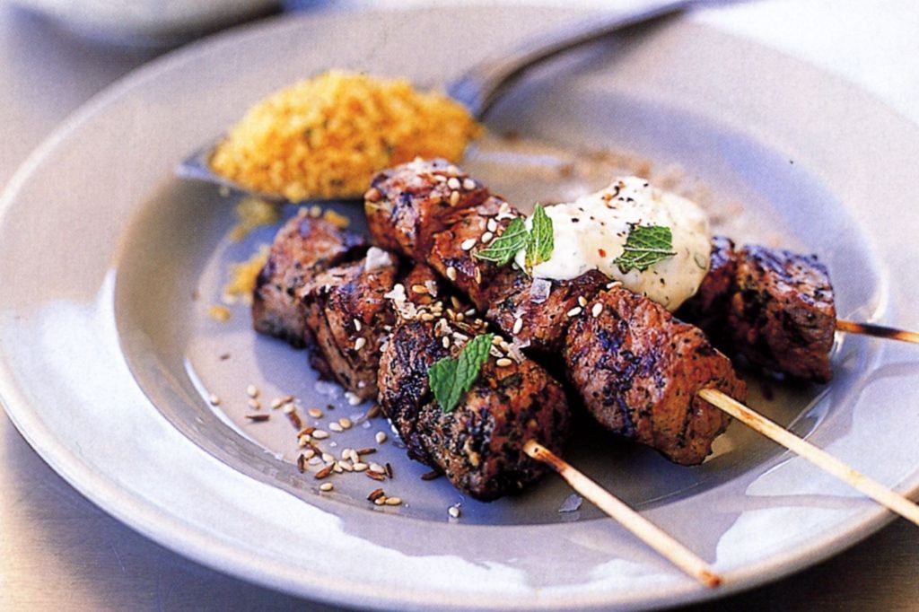Moroccan Lamb Skewers with Mint Yogurt