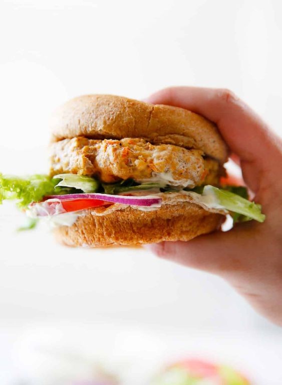Moroccan Spiced Ground Chicken Burgers with Yogurt Sauce
