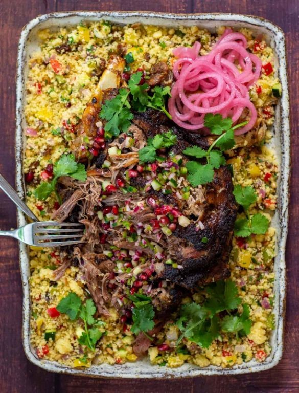 Moroccan-Spiced Butterflied Leg of Lamb with Couscous