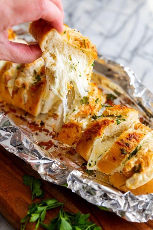 Mozzarella Ball Stuffed Garlic Bread