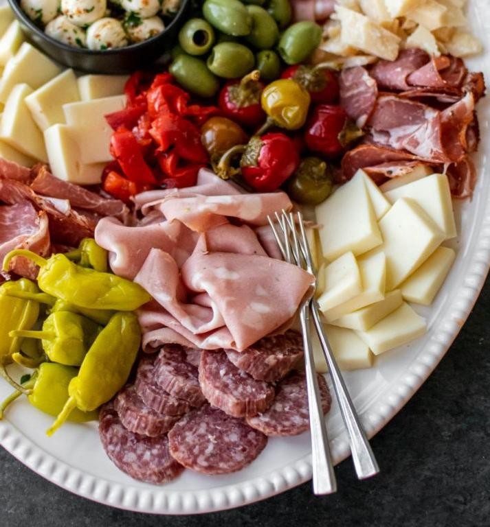 Mozzarella Ball and Salami Antipasto Platter