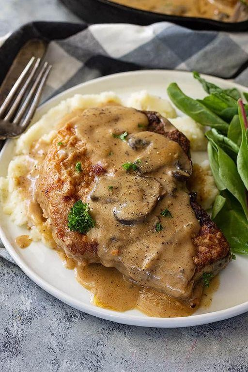 Mushroom Gravy Cubed Pork Chops