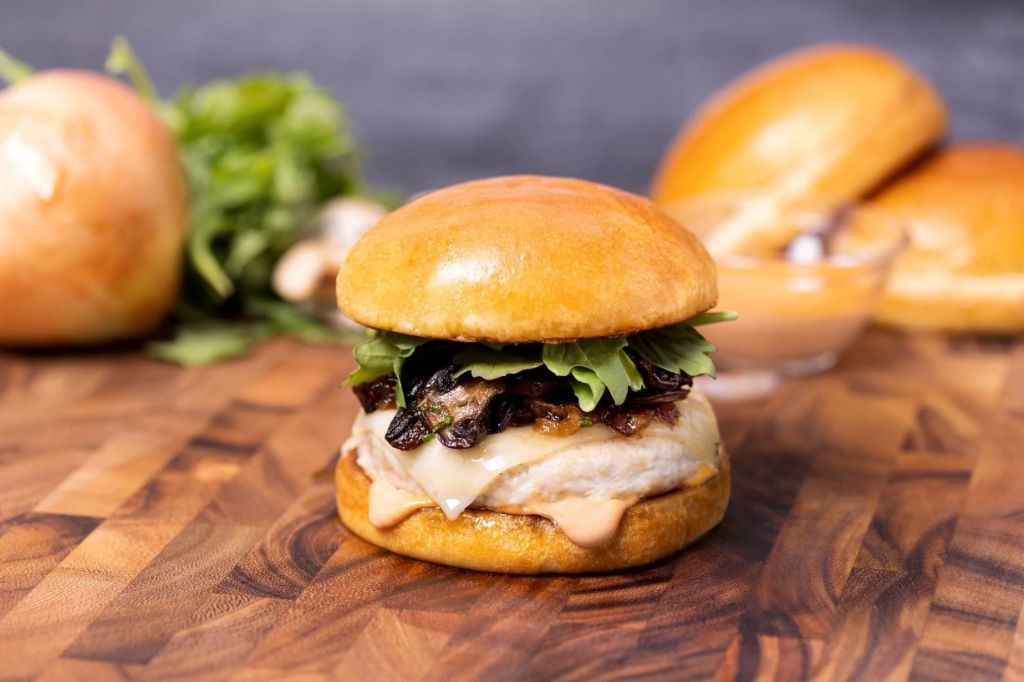 Mushroom Swiss Ground Chicken Burgers