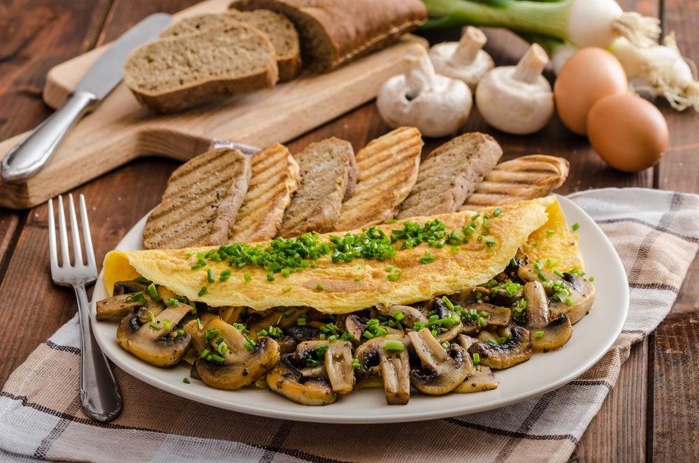 Mushroom and Herb Omelet Sandwich