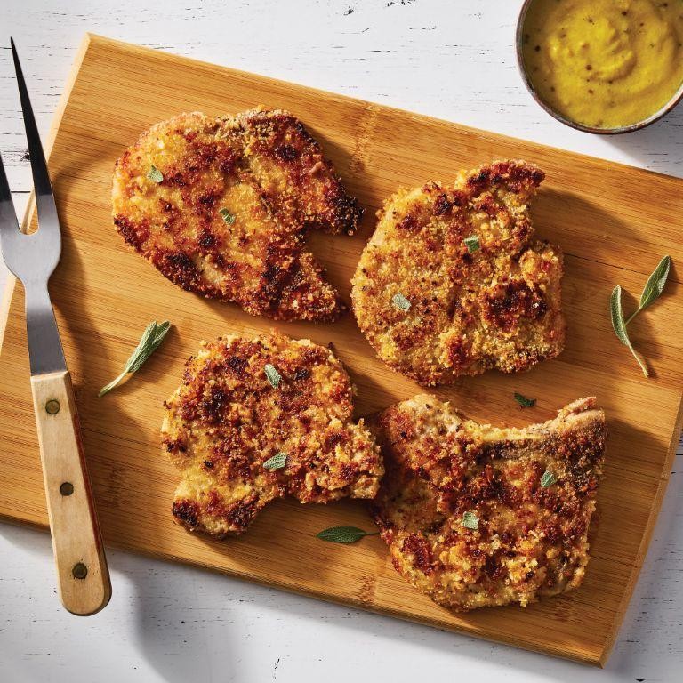 Mustard Herb Cubed Pork Chops