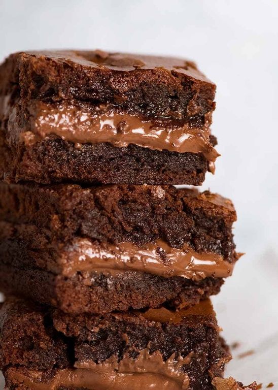 Nutella Stuffed Easy Brownies