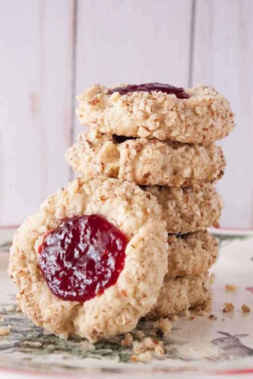 Oat Fiber Raspberry Thumbprint Cookies