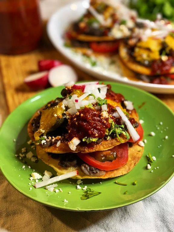 Oaxaca Cheese and Black Bean Tostadas