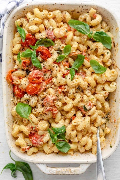 Olive Oil Pasta with Burst Cherry Tomatoes and Feta