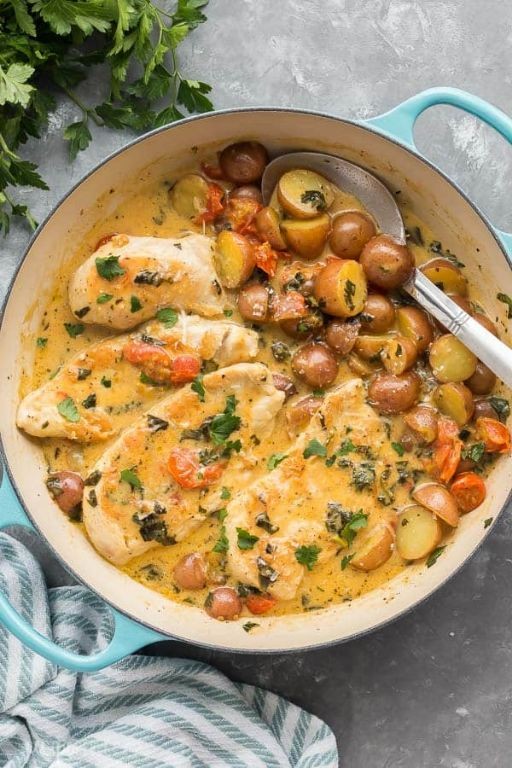 One-Pan Chicken Breast and Potato Skillet with Onions