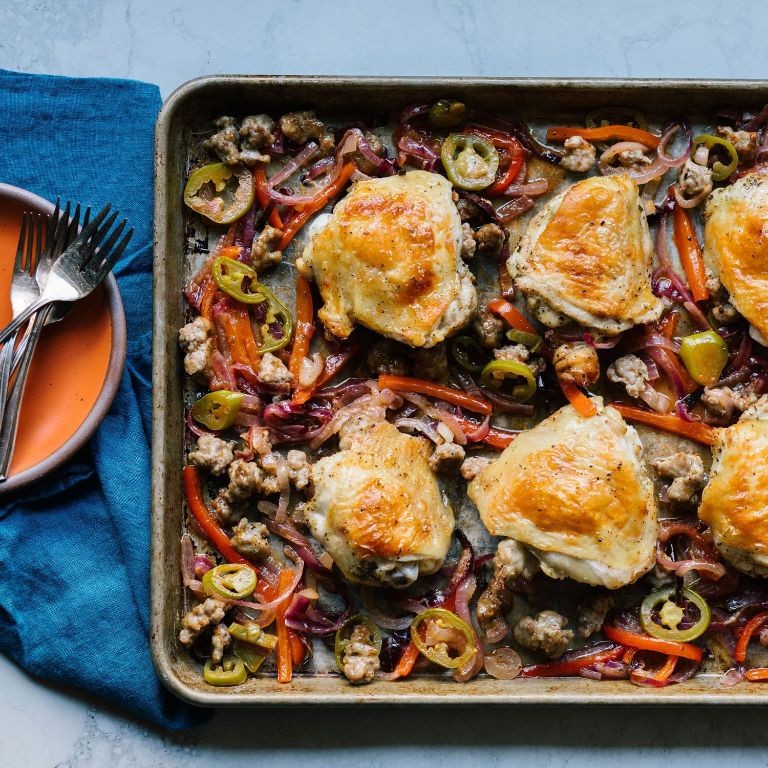 One-Pan Chicken Scarpariello with Olives and Capers
