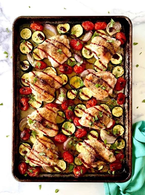 One-Pan Chicken and Zucchini with Cherry Tomatoes