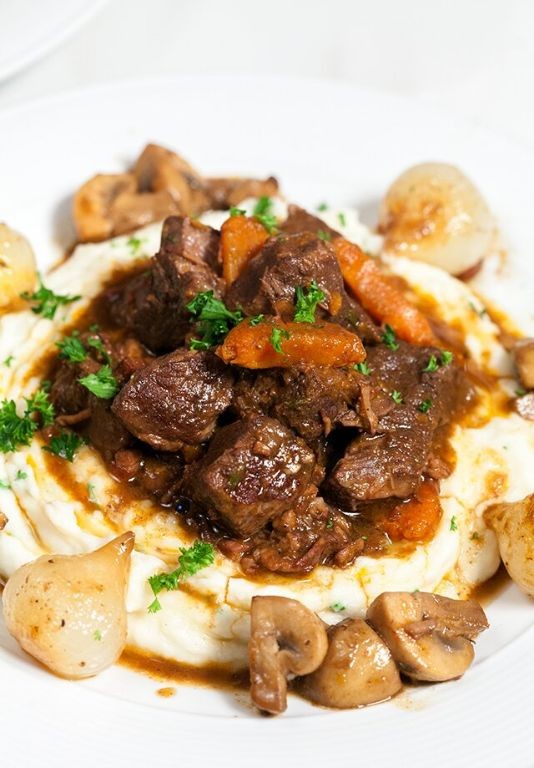 One-Pot Beef Bourguignon with Herbed Mashed Potatoes