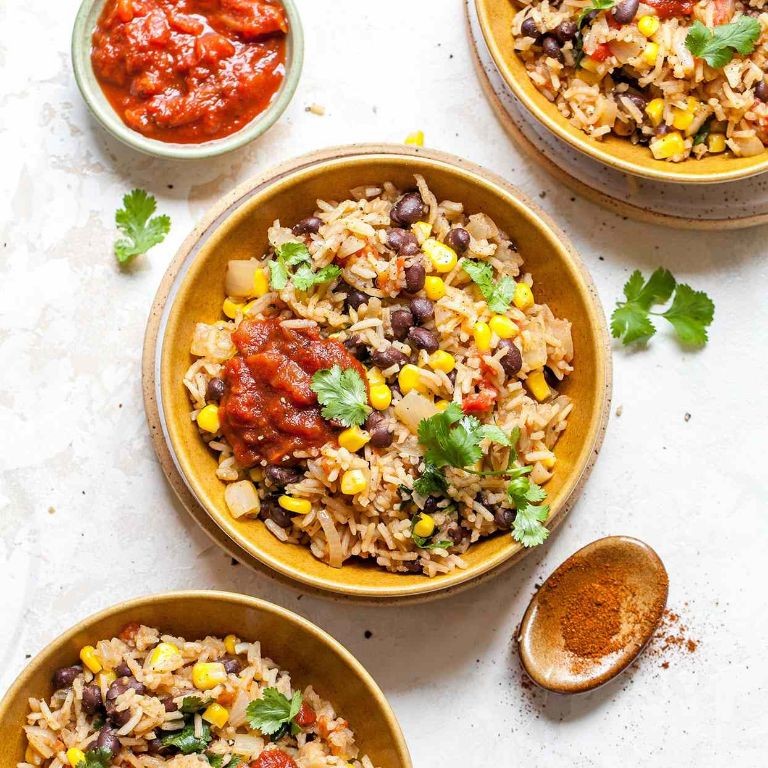 One-Pot Rice and Beans with Salsa