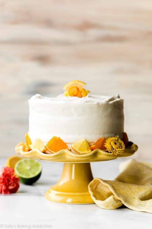 Orange Zest Yellow Cake with Whipped Cream Topping