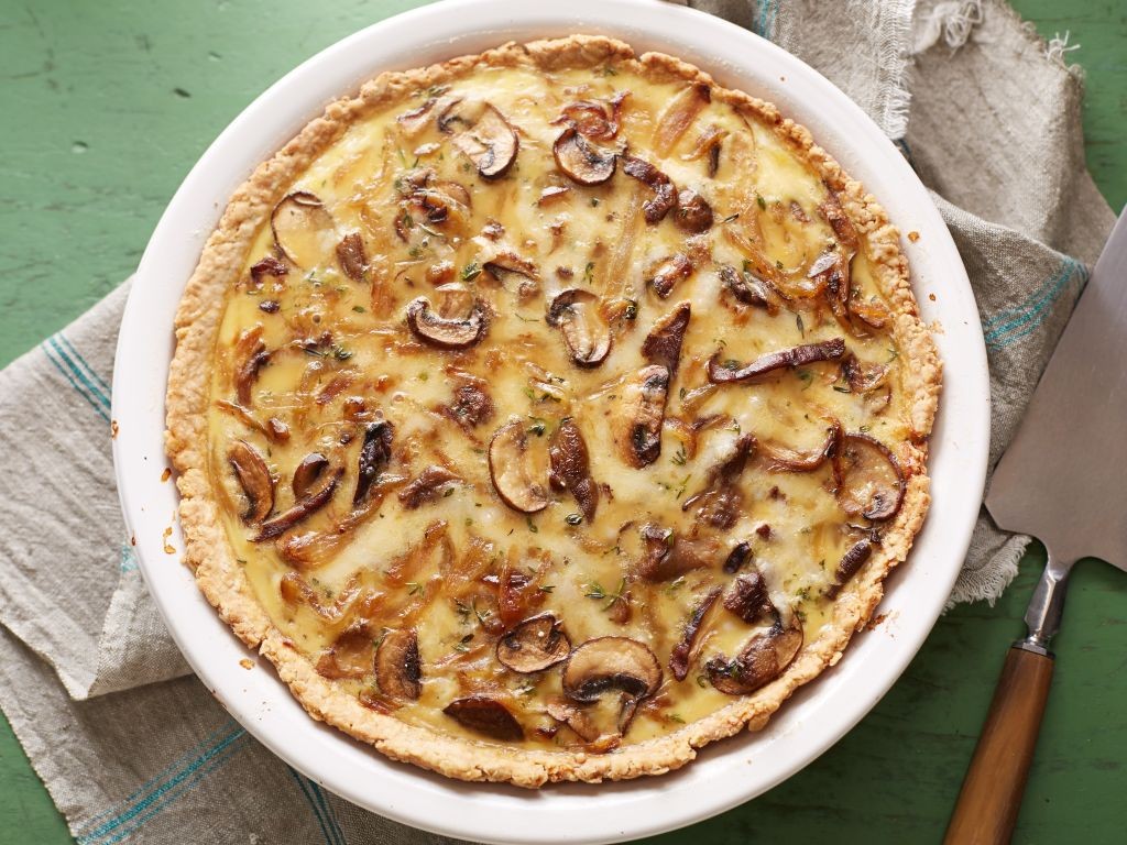 Oyster Mushroom and Caramelized Onion Quiche