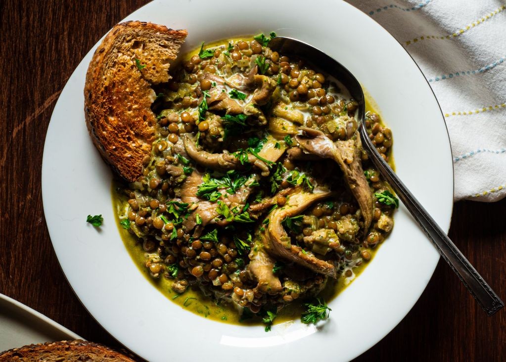 Oyster Mushroom and Lentil Stew