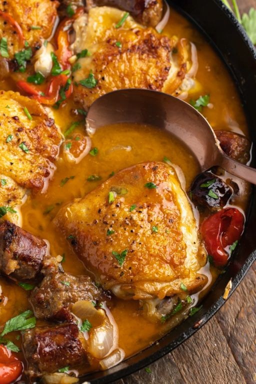 Paleo Chicken Scarpariello with Sweet Potatoes