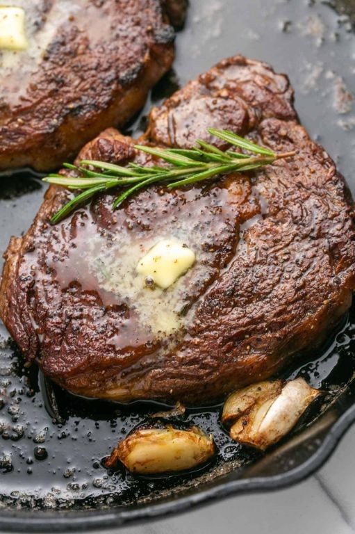 Pan-Seared Ribeye Steak with Herb Butter