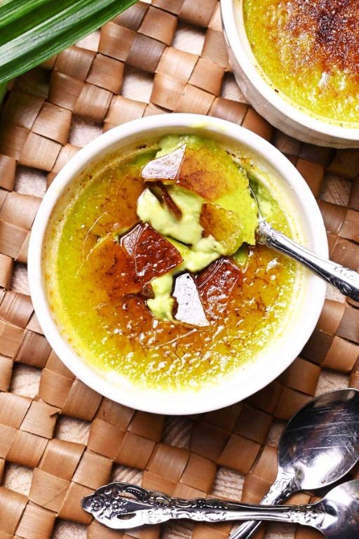 Pandan Crème Brûlée with Caramelized Top