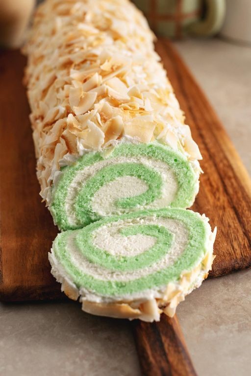 Pandan Swiss Roll with Coconut Filling