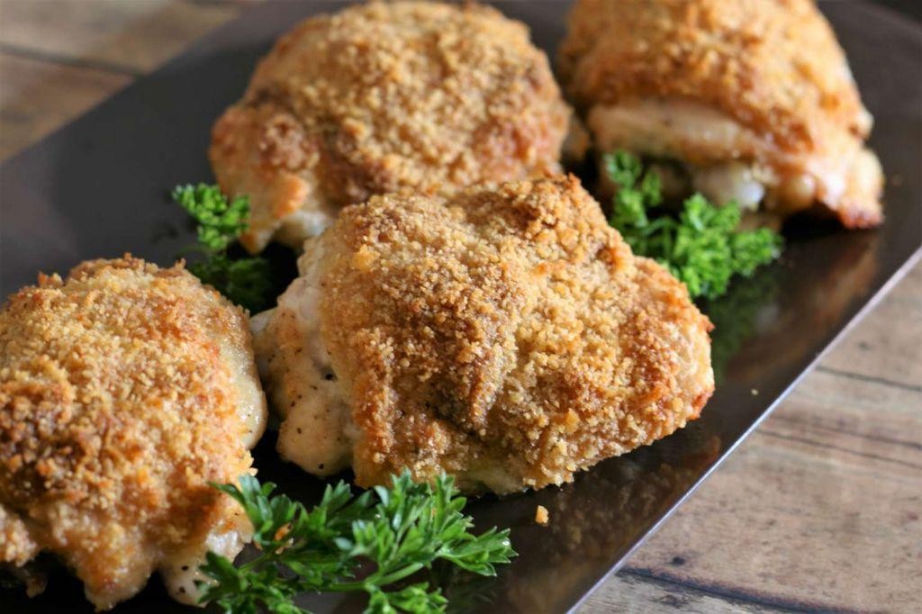 Parmesan Crusted Baked Chicken Thighs