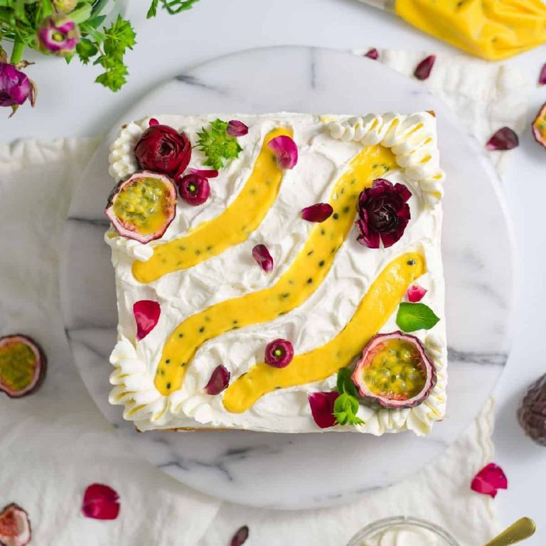 Passion Fruit Chantilly Cake with Tropical Fruit Topping
