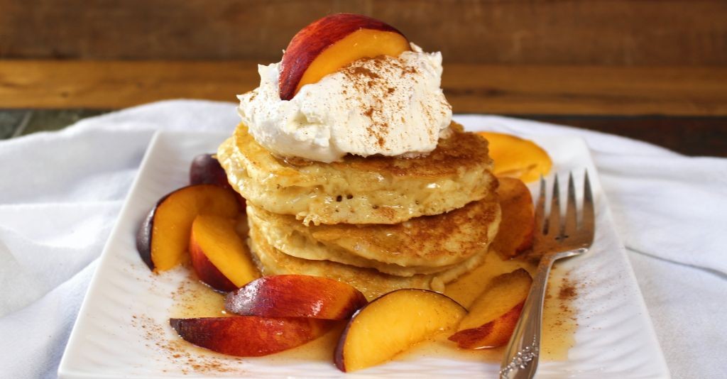 Peach Cobbler Sweet Cream Pancakes