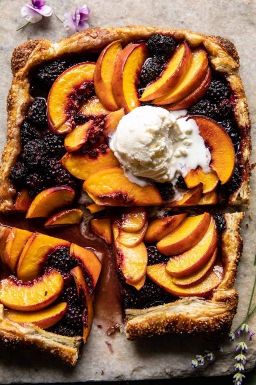 Peach and Blackberry Galette with Honey Drizzle