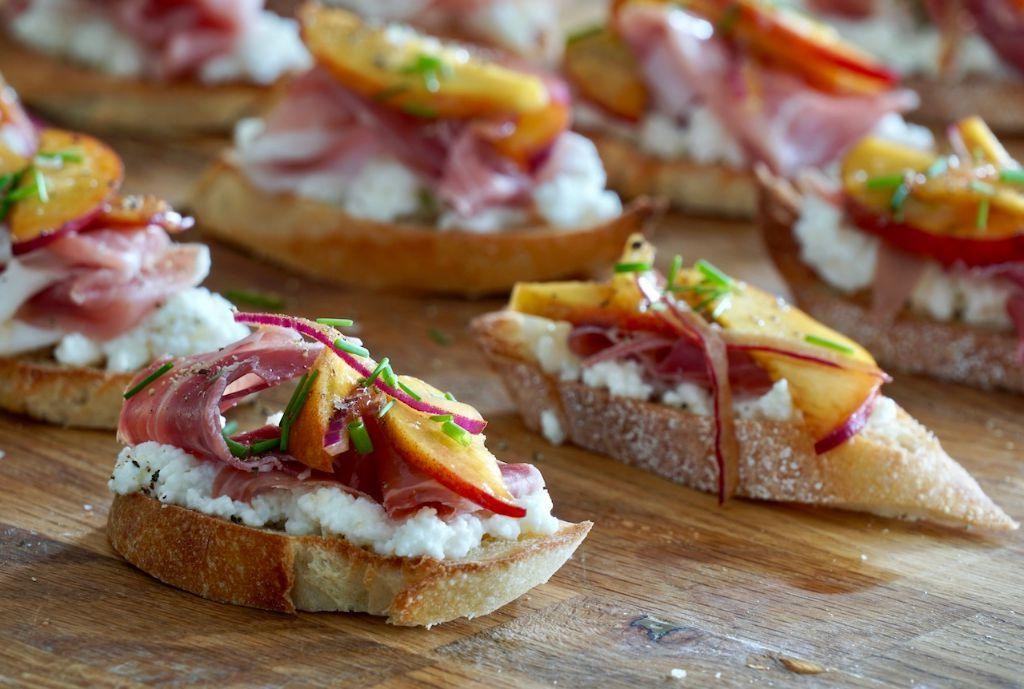 Peach and Prosciutto Crostini