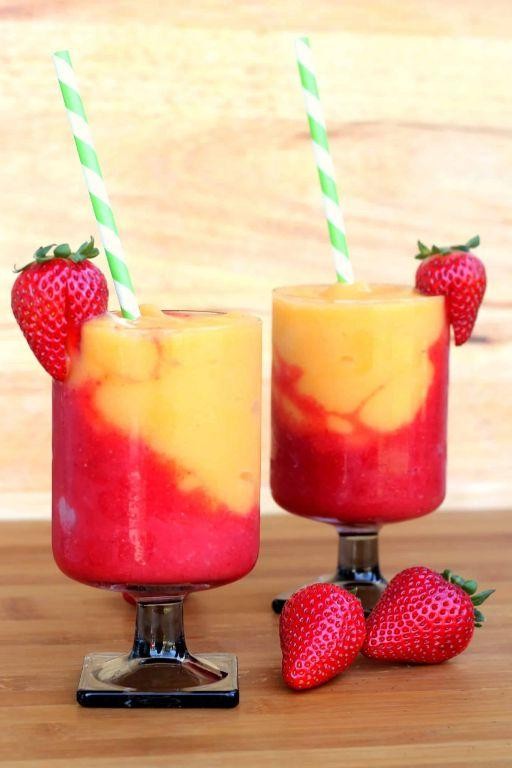 Peach and Strawberry Slushie