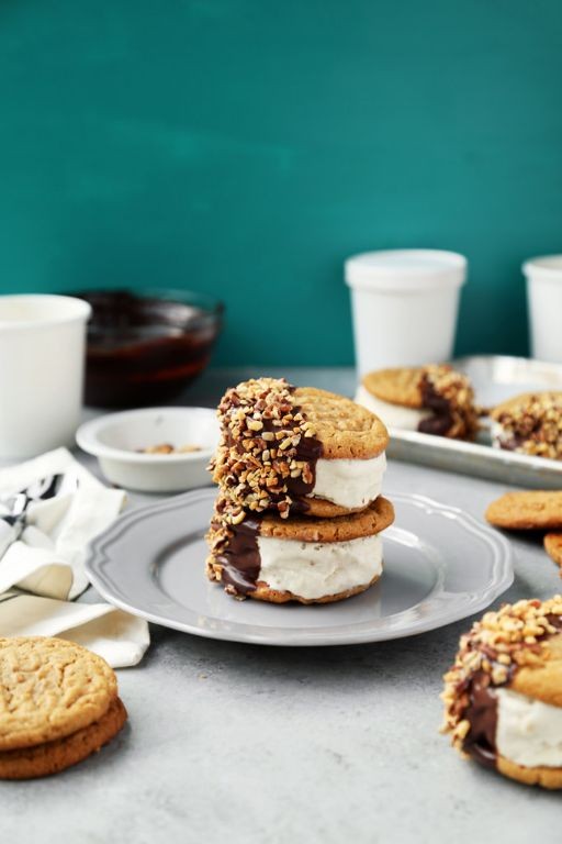 Peanut Butter Ice Cream Sandwich with Chocolate Ganache