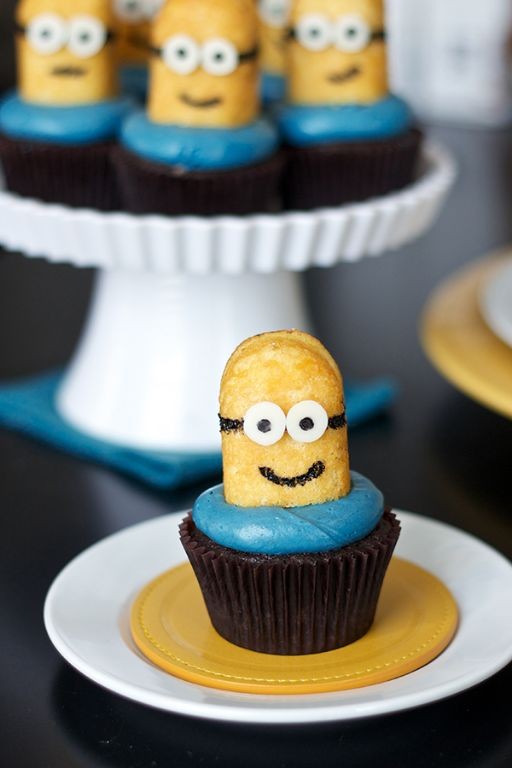 Peanut Butter Minion Cupcakes with Chocolate Chips