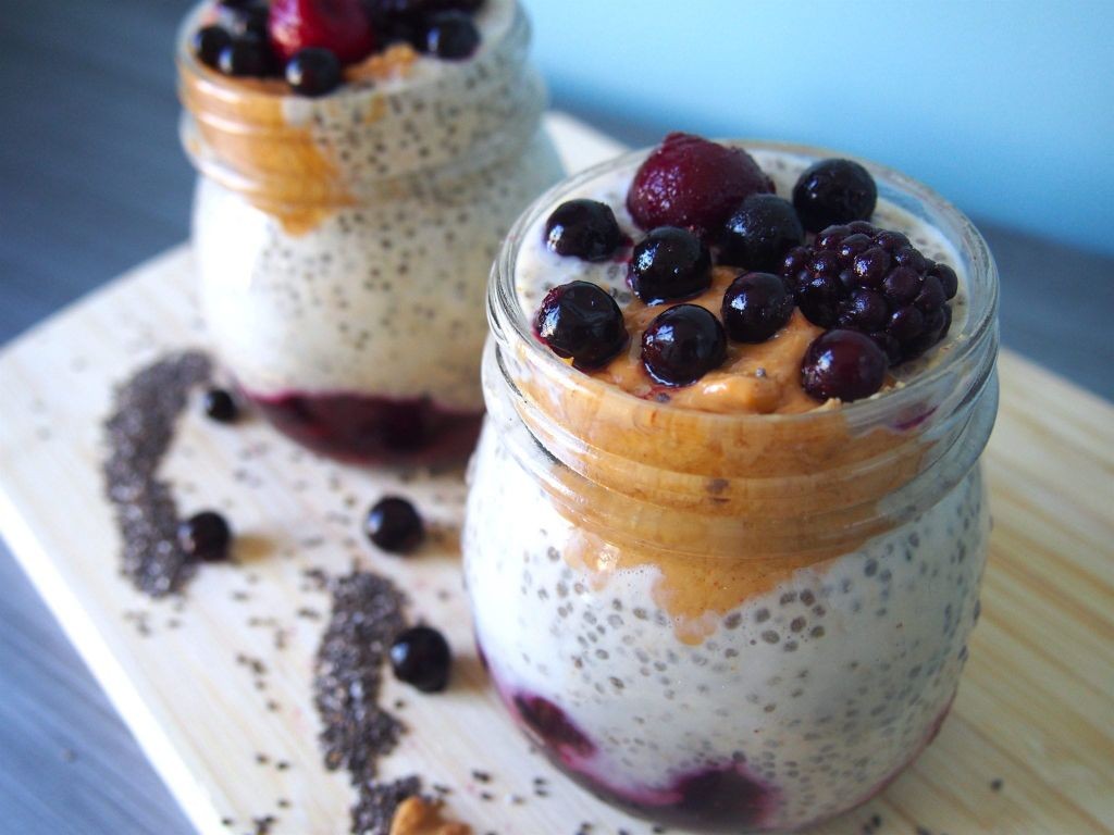 Peanut Butter and Berry Chia Pudding