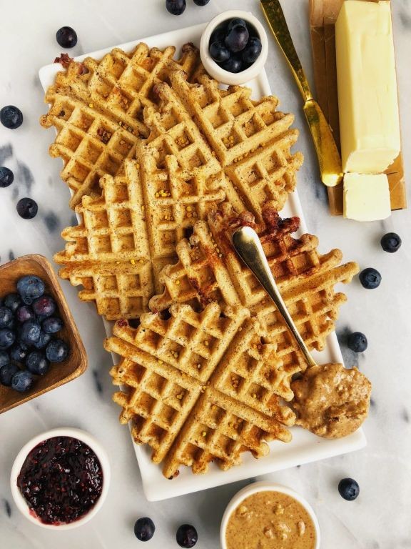 Peanut Butter and Jelly Stuffed Waffles