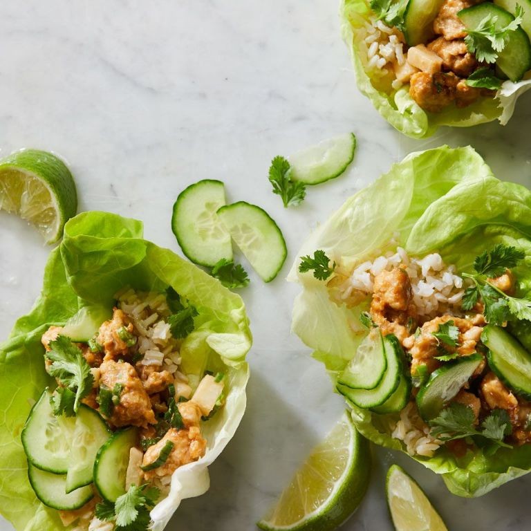 Peanut Satay Lettuce Wraps with Cucumber