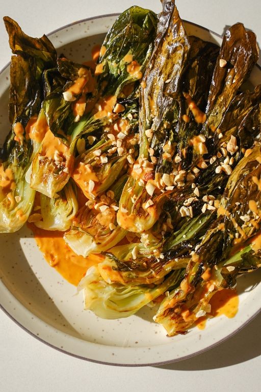 Peanut Sauce Steamed Bok Choy